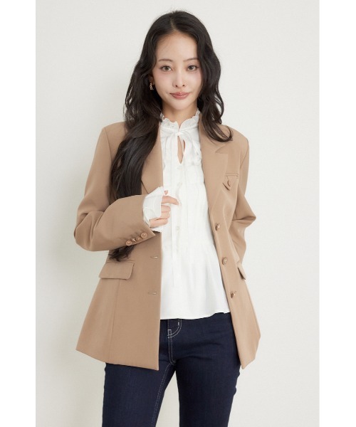 rienda（リエンダ）の「Shapelyテーラードジャケット 秋服（テーラードジャケット・レディース・ブラック/ベージュ/ブラウン・SMALL/MEDIUM）」の7枚目の写真