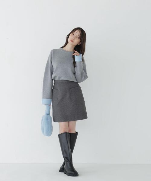 NATURAL BEAUTY BASIC（ナチュラルビューティーベーシック）の「バイカラー接結ニット（ニット/セーター・レディース・グレー系その他/ネイビー系/ベージュ系その他・FREE）」の21枚目の写真