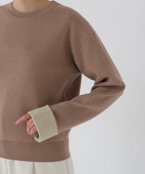 NATURAL BEAUTY BASIC（ナチュラルビューティーベーシック）の「バイカラー接結ニット（ニット/セーター・レディース・グレー系その他/ネイビー系/ベージュ系その他・FREE）」の9枚目の写真