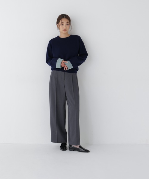 NATURAL BEAUTY BASIC（ナチュラルビューティーベーシック）の「バイカラー接結ニット（ニット/セーター・レディース・グレー系その他/ネイビー系/ベージュ系その他・FREE）」の13枚目の写真