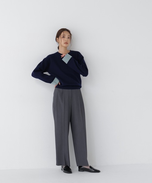 NATURAL BEAUTY BASIC（ナチュラルビューティーベーシック）の「バイカラー接結ニット（ニット/セーター・レディース・グレー系その他/ネイビー系/ベージュ系その他・FREE）」の4枚目の写真