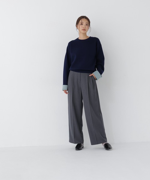 NATURAL BEAUTY BASIC（ナチュラルビューティーベーシック）の「バイカラー接結ニット（ニット/セーター・レディース・グレー系その他/ネイビー系/ベージュ系その他・FREE）」の6枚目の写真