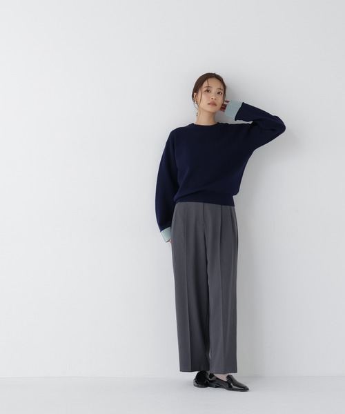 NATURAL BEAUTY BASIC（ナチュラルビューティーベーシック）の「バイカラー接結ニット（ニット/セーター・レディース・グレー系その他/ネイビー系/ベージュ系その他・FREE）」の7枚目の写真