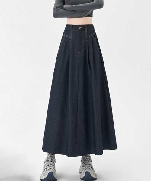 ONEP STAR（ワンピスター）の「タック入りデニムロングスカート（デニムスカート・レディース・ネイビー/ブラック・X-LARGE/LARGE/MEDIUM）」の18枚目の写真