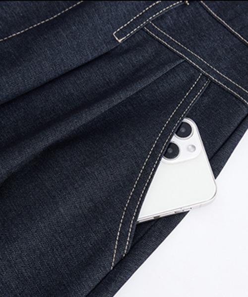 ONEP STAR（ワンピスター）の「タック入りデニムロングスカート（デニムスカート・レディース・ネイビー/ブラック・X-LARGE/LARGE/MEDIUM）」の14枚目の写真