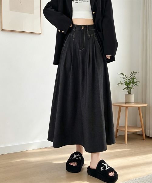 ONEP STAR（ワンピスター）の「タック入りデニムロングスカート（デニムスカート・レディース・ネイビー/ブラック・X-LARGE/LARGE/MEDIUM）」の21枚目の写真