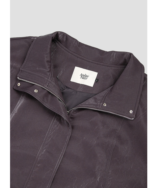 ATELIER NAIN(アトリエナイン)の「(JP-613)OVERFIT GLOSSY LEATHER HIGH NECK BLOUSON(ライダースジャケット・レディース・パープル/ブラック・FREE)」の2枚目の写真