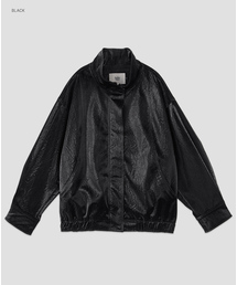 (JP-613)OVERFIT GLOSSY LEATHER HIGH NECK BLOUSON