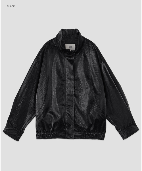 ATELIER NAIN(アトリエナイン)の「(JP-613)OVERFIT GLOSSY LEATHER HIGH NECK BLOUSON(ライダースジャケット・レディース・パープル/ブラック・FREE)」の1枚目の写真