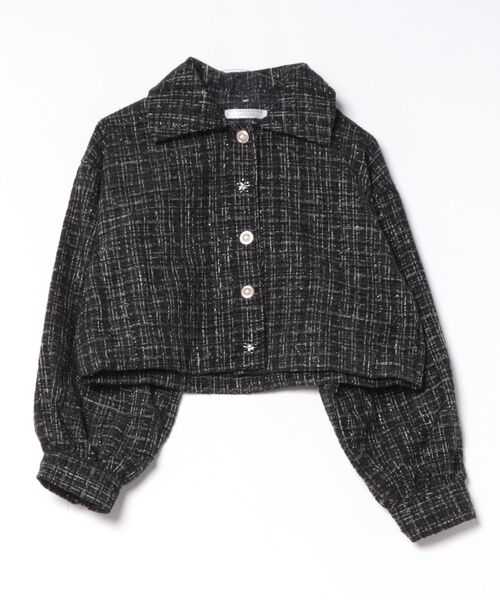 Another Branch olive des olive（アナザーブランチオリーブデオリーブ）の「ラメツイードフェイクファーファー付ジャケット（その他アウター・レディース・チャコールグレー/サックスブルー/ベージュ・FREE）」の6枚目の写真
