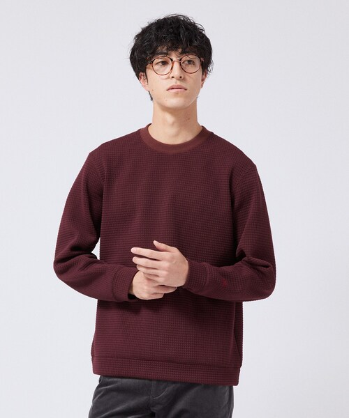 TAKEO KIKUCHI(タケオキクチ)の「ニットライクワッフル プルオーバージャージ(Tシャツ/カットソー・メンズ・ボルドー/ネイビー/チャコールグレー・02/03/04)」の3枚目の写真
