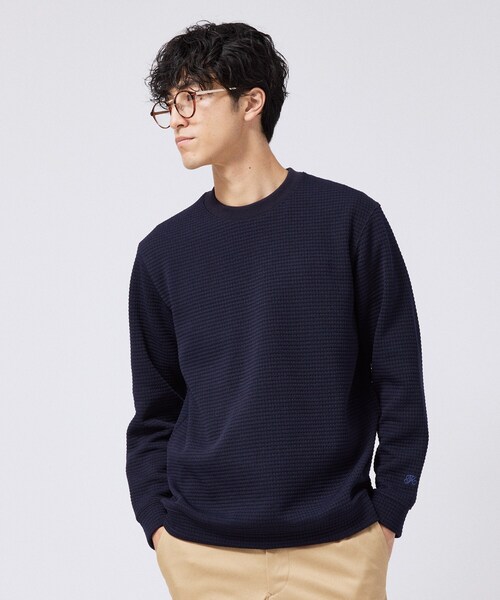 TAKEO KIKUCHI(タケオキクチ)の「ニットライクワッフル プルオーバージャージ(Tシャツ/カットソー・メンズ・ボルドー/ネイビー/チャコールグレー・02/03/04)」の8枚目の写真