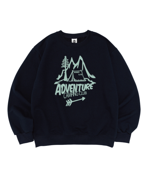 WORKS & CO.(ワークス アンド コー)の「アドベンチャーキャンピングクラブ スウェット (ネイビー)(スウェット・レディース・その他・SMALL/MEDIUM/LARGE/X-LARGE/M-L/S-M/L-XL/XL-XXL)」の1枚目の写真