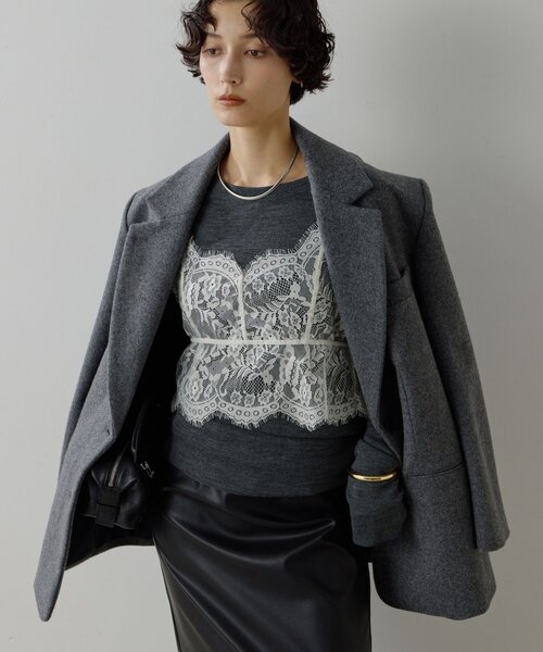 GALLARDAGALANTE（ガリャルダガランテ）の「リブクルーカットソー（Tシャツ/カットソー・レディース・ネイビー/ライトベージュ/レッド/チャコールグレー・FREE）」の9枚目の写真