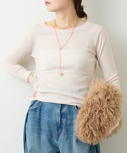 GALLARDAGALANTE（ガリャルダガランテ）の「リブクルーカットソー（Tシャツ/カットソー・レディース・ネイビー/ライトベージュ/レッド/チャコールグレー・FREE）」の11枚目の写真