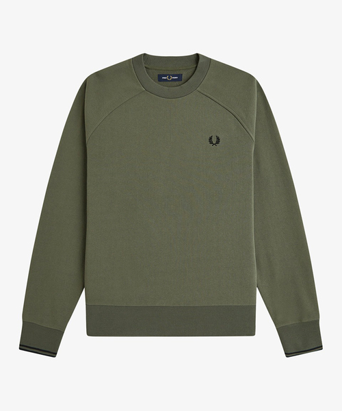 FRED PERRY(フレッドペリー)の「FRED PERRY / フレッドペリー M3495_TIPPED CREWNECK SWEAT(スウェット・メンズ・カーキ/ネイビー/アイボリー・SMALL/MEDIUM/LARGE)」の2枚目の写真