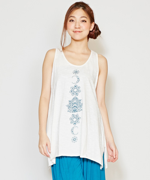 チャイハネ（チャイハネ）の「【チャイハネ】yul サマーナヨガチュニック（タンクトップ・レディース・ホワイト/グリーン/ブラック/パープル/イエロー・FREE）」の2枚目の写真