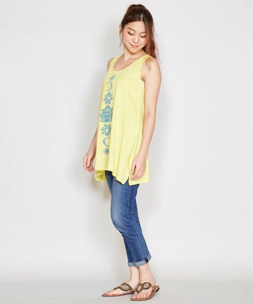 チャイハネ（チャイハネ）の「【チャイハネ】yul サマーナヨガチュニック（タンクトップ・レディース・ホワイト/グリーン/ブラック/パープル/イエロー・FREE）」の11枚目の写真