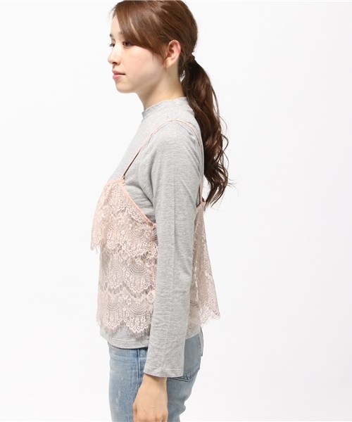 earth music&ecology(アースミュージックアンドエコロジー)の「【2016Autumn】【SET ITEM】ラッセルレースキャミソールツインセット(Tシャツ/カットソー・レディース・ブラック/カーキ/ピンクベージュ・SMALL/MEDIUM)」の5枚目の写真