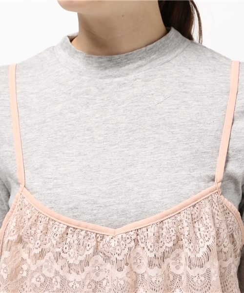 earth music&ecology(アースミュージックアンドエコロジー)の「【2016Autumn】【SET ITEM】ラッセルレースキャミソールツインセット(Tシャツ/カットソー・レディース・ブラック/カーキ/ピンクベージュ・SMALL/MEDIUM)」の7枚目の写真