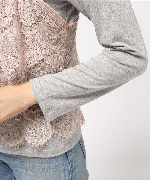 earth music&ecology(アースミュージックアンドエコロジー)の「【2016Autumn】【SET ITEM】ラッセルレースキャミソールツインセット(Tシャツ/カットソー・レディース・ブラック/カーキ/ピンクベージュ・SMALL/MEDIUM)」の8枚目の写真