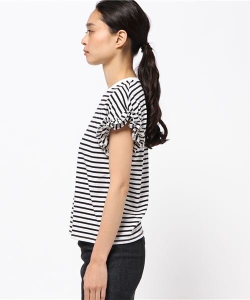 VENCEEXCHANGE（ヴァンスエクスチェンジ）の「袖フリルクルーネックT          （Tシャツ/カットソー・レディース・ブラック/オフホワイト/グレー/コーラル/ブラウン・MEDIUM）」の8枚目の写真