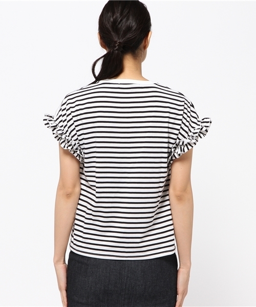 VENCEEXCHANGE（ヴァンスエクスチェンジ）の「袖フリルクルーネックT          （Tシャツ/カットソー・レディース・ブラック/オフホワイト/グレー/コーラル/ブラウン・MEDIUM）」の9枚目の写真