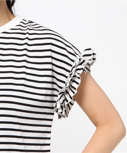 VENCEEXCHANGE（ヴァンスエクスチェンジ）の「袖フリルクルーネックT          （Tシャツ/カットソー・レディース・ブラック/オフホワイト/グレー/コーラル/ブラウン・MEDIUM）」の11枚目の写真