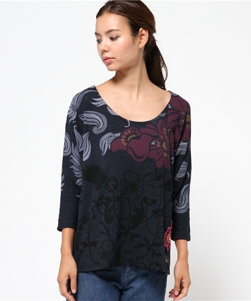 Desigual（デシグアル）の「「Desigual/デシグアル」Tシャツ（Tシャツ/カットソー・レディース・ブルー・SMALL/LARGE/MEDIUM）」の2枚目の写真