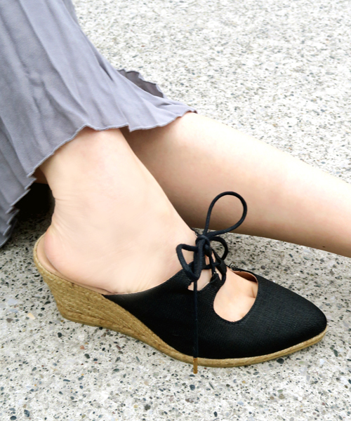 GAIMO（ガイモ）の「「gaimo/ガイモ」レースアップエスパドリーユミュール/TRAMA71（サンダル・レディース・ブラック/ダークベージュ/ホワイト・38/39/35/37/36）」の14枚目の写真