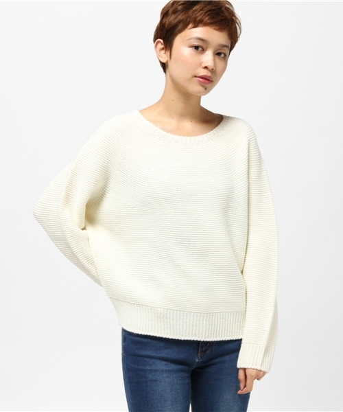 NATURAL BEAUTY BASIC（ナチュラルビューティーベーシック）の「ホールガーメントドルマンプルオーバー（ニット/セーター・レディース・ブルー/ホワイト系その他/グレー・MEDIUM）」の11枚目の写真