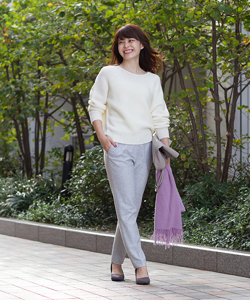 NATURAL BEAUTY BASIC（ナチュラルビューティーベーシック）の「ホールガーメントドルマンプルオーバー（ニット/セーター・レディース・ブルー/ホワイト系その他/グレー・MEDIUM）」の12枚目の写真