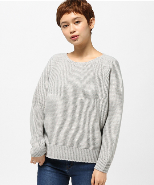 NATURAL BEAUTY BASIC（ナチュラルビューティーベーシック）の「ホールガーメントドルマンプルオーバー（ニット/セーター・レディース・ブルー/ホワイト系その他/グレー・MEDIUM）」の3枚目の写真