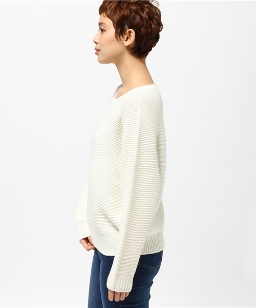NATURAL BEAUTY BASIC（ナチュラルビューティーベーシック）の「ホールガーメントドルマンプルオーバー（ニット/セーター・レディース・ブルー/ホワイト系その他/グレー・MEDIUM）」の5枚目の写真