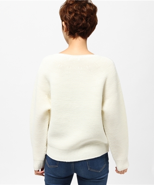 NATURAL BEAUTY BASIC（ナチュラルビューティーベーシック）の「ホールガーメントドルマンプルオーバー（ニット/セーター・レディース・ブルー/ホワイト系その他/グレー・MEDIUM）」の6枚目の写真