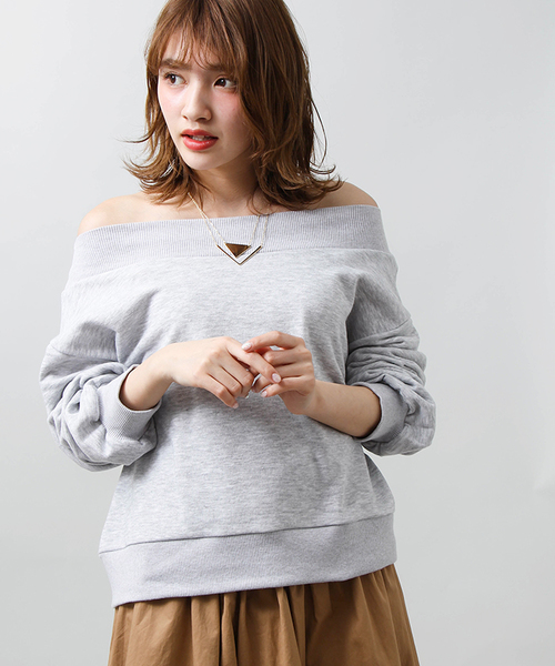 WEGO（ウィゴー）の「WEGO/2WAYオフショルダースウェット（スウェット・レディース・ブラック/ホワイト/レッド/杢グレー/ピンク/マスタード・FREE）」の4枚目の写真