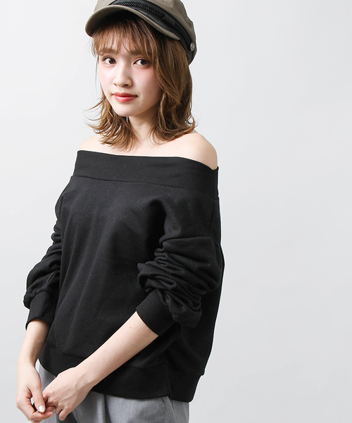 WEGO（ウィゴー）の「WEGO/2WAYオフショルダースウェット（スウェット・レディース・ブラック/ホワイト/レッド/杢グレー/ピンク/マスタード・FREE）」の3枚目の写真