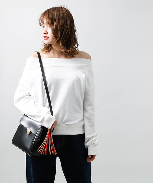 WEGO（ウィゴー）の「WEGO/2WAYオフショルダースウェット（スウェット・レディース・ブラック/ホワイト/レッド/杢グレー/ピンク/マスタード・FREE）」の8枚目の写真