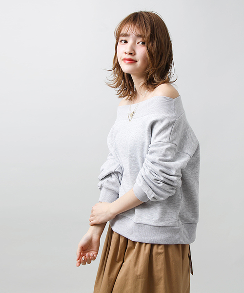 WEGO（ウィゴー）の「WEGO/2WAYオフショルダースウェット（スウェット・レディース・ブラック/ホワイト/レッド/杢グレー/ピンク/マスタード・FREE）」の12枚目の写真