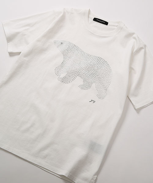 NANO universe(ナノユニバース)の「yeq.POLER箔プリントTシャツ(Tシャツ/カットソー・メンズ・オフホワイト/カーキ/ベージュ・SMALL/LARGE/MEDIUM)」の4枚目の写真