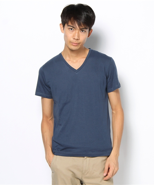 UNION STATION（ユニオンステーション）の「ピマコットンVネック半袖Ｔシャツ（Tシャツ/カットソー・メンズ・ホワイト/トップグレー/ダークブルー/ネイビー/マスタード/ピンク系その他/オレンジ・MEDIUM/LARGE/LL）」の5枚目の写真