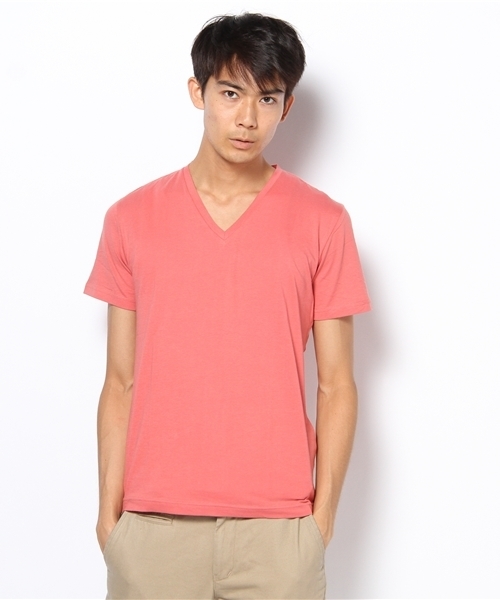 UNION STATION（ユニオンステーション）の「ピマコットンVネック半袖Ｔシャツ（Tシャツ/カットソー・メンズ・ホワイト/トップグレー/ダークブルー/ネイビー/マスタード/ピンク系その他/オレンジ・MEDIUM/LARGE/LL）」の6枚目の写真