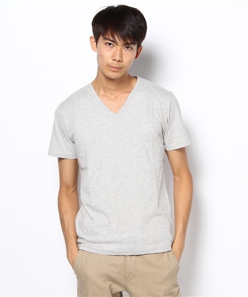 UNION STATION（ユニオンステーション）の「ピマコットンVネック半袖Ｔシャツ（Tシャツ/カットソー・メンズ・ホワイト/トップグレー/ダークブルー/ネイビー/マスタード/ピンク系その他/オレンジ・MEDIUM/LARGE/LL）」の3枚目の写真