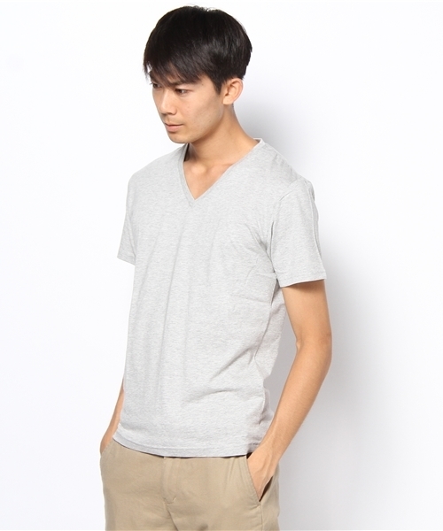 UNION STATION（ユニオンステーション）の「ピマコットンVネック半袖Ｔシャツ（Tシャツ/カットソー・メンズ・ホワイト/トップグレー/ダークブルー/ネイビー/マスタード/ピンク系その他/オレンジ・MEDIUM/LARGE/LL）」の8枚目の写真