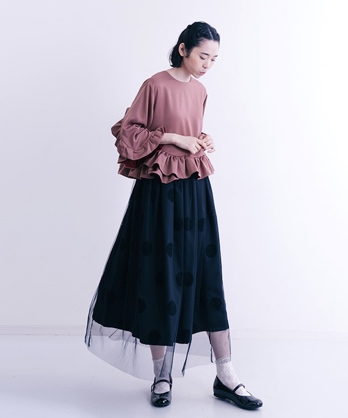 merlot plus（メルロープリュス）の「フリル袖裾ブラウス2420（シャツ/ブラウス・レディース・ピンク/ブラック/カーキ・FREE）」の13枚目の写真