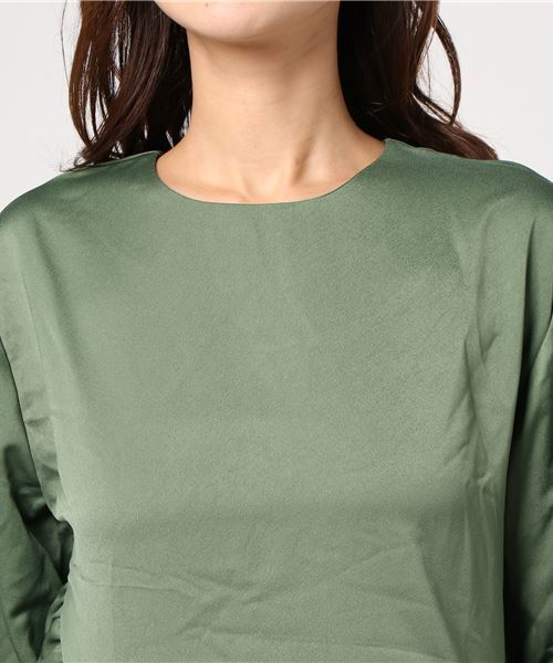 merlot plus（メルロープリュス）の「フリル袖裾ブラウス2420（シャツ/ブラウス・レディース・ピンク/ブラック/カーキ・FREE）」の14枚目の写真