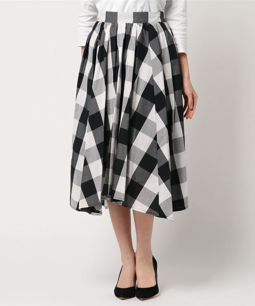 INTERPLANET(インタープラネット)の「ギンガムチェックフレアスカート(スカート・レディース・ブラック/ネイビー・FREE)」の9枚目の写真