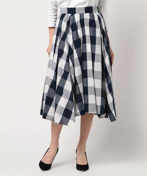 INTERPLANET(インタープラネット)の「ギンガムチェックフレアスカート(スカート・レディース・ブラック/ネイビー・FREE)」の10枚目の写真