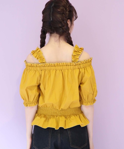 one after another NICE CLAUP（ワンアフターアナザーナイスクラップ）の「フリフリオフショルブラウス（シャツ/ブラウス・レディース・オフホワイト/イエロー/ドット/チェック・FREE）」の13枚目の写真