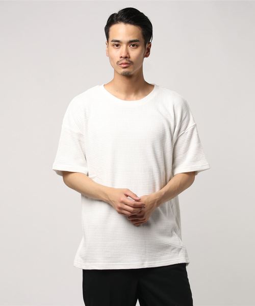 JACKROSE(ジャックローズ)の「ランダムワッフルTシャツ(Tシャツ/カットソー・メンズ・ブラック/ピンク/ホワイト・M/L)」の2枚目の写真